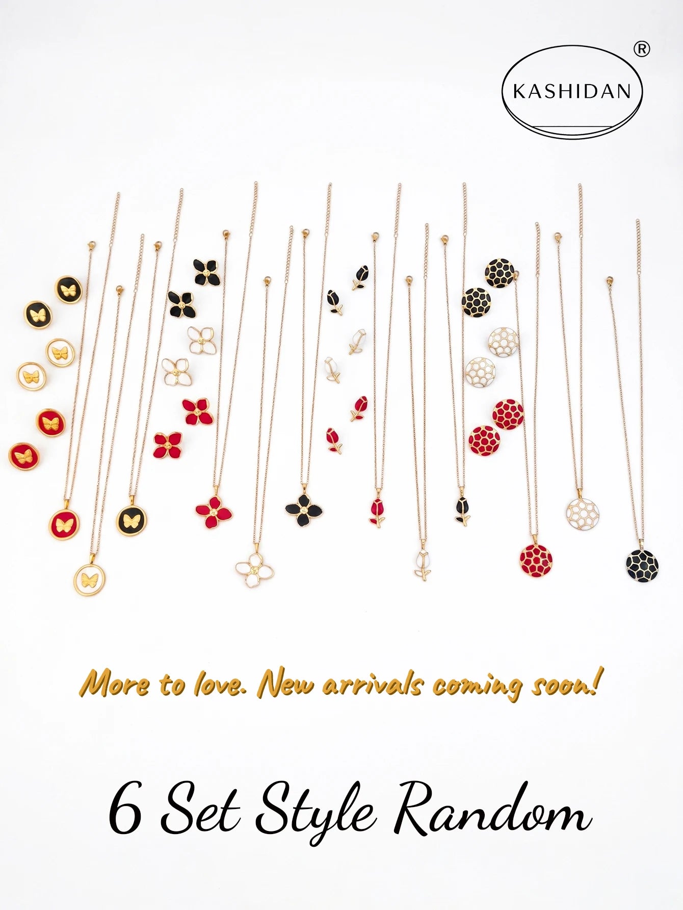 Fashion Colorful Enamel Flower Stud Earrings and Necklace Jewelry Set, Stainless Steel Waterproof Hypoallergenic Jewelry