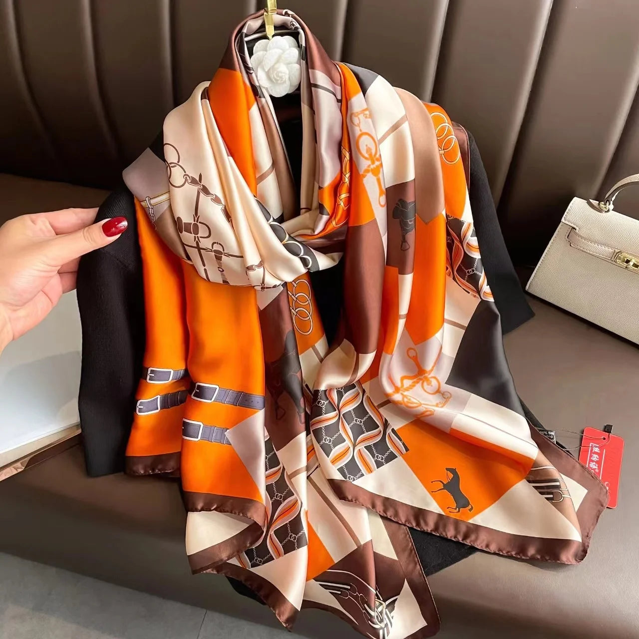 180x90 Cm Large Silk Soft Scarf Women Stylish Print Long Shawl Handkerchief Summer Elegant Travel Wrap Hot