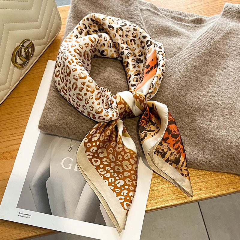 Elegant Floral Scarf for Lady Fashion Square Silk Neck Kerchief Bandana Foulard Soft Hairbands Women 2022 New Bufanda