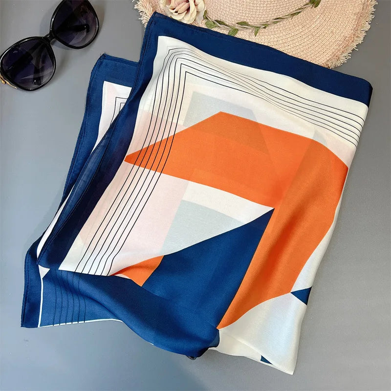 70*70cm Flower Silk Square Scarf Women Satin Shawl Wrap Hijab Female Hair Band Wrist Luxury Headkerchief Echarpe fashion Bandana