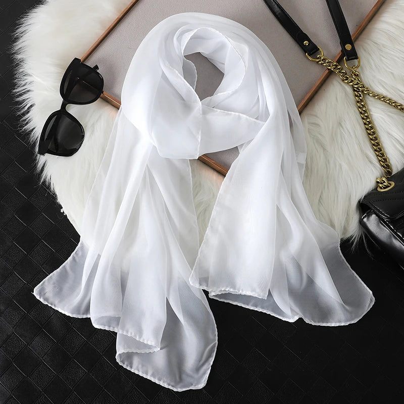 2026 New Print Chiffon Scarf Shawl Women Sunscreen Silk Scarf Turban Long Wrap Beach Travel Outdoor Accessories Trendy Headband