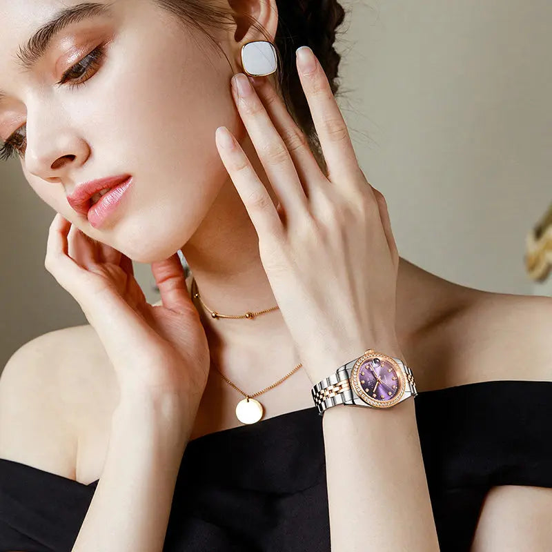 Switzerland I&W CARNIVAL Luxury Brand MIYOTA Quartz Women's Watches Ultra-thin Sapphire Waterproof Rhinestone Auto Date 55869L