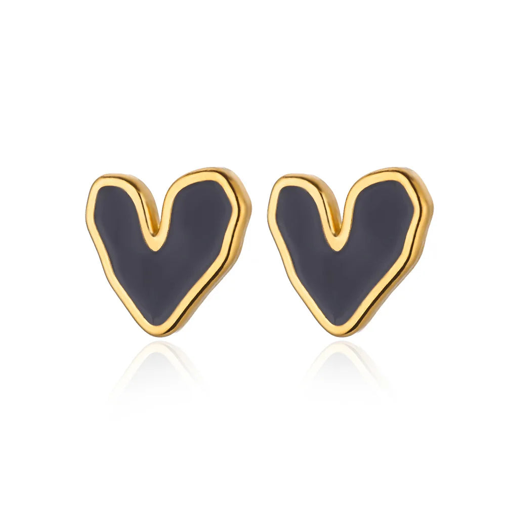 Stainless Steel Gold Plated Heart Shaped Set Zircon Stud Earrings for Women Delicate Hoops Earring Wedding Party Jewelry Gifts