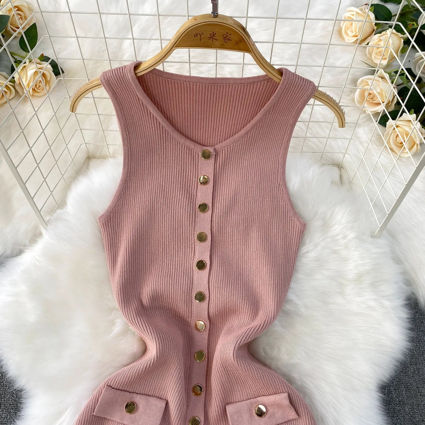 YuooMuoo Brand Style Women Knitted Maxi Dress 2026 New Spring Summer Single-breasted Sleeveless Bodycon Lady Dress Party Vestido