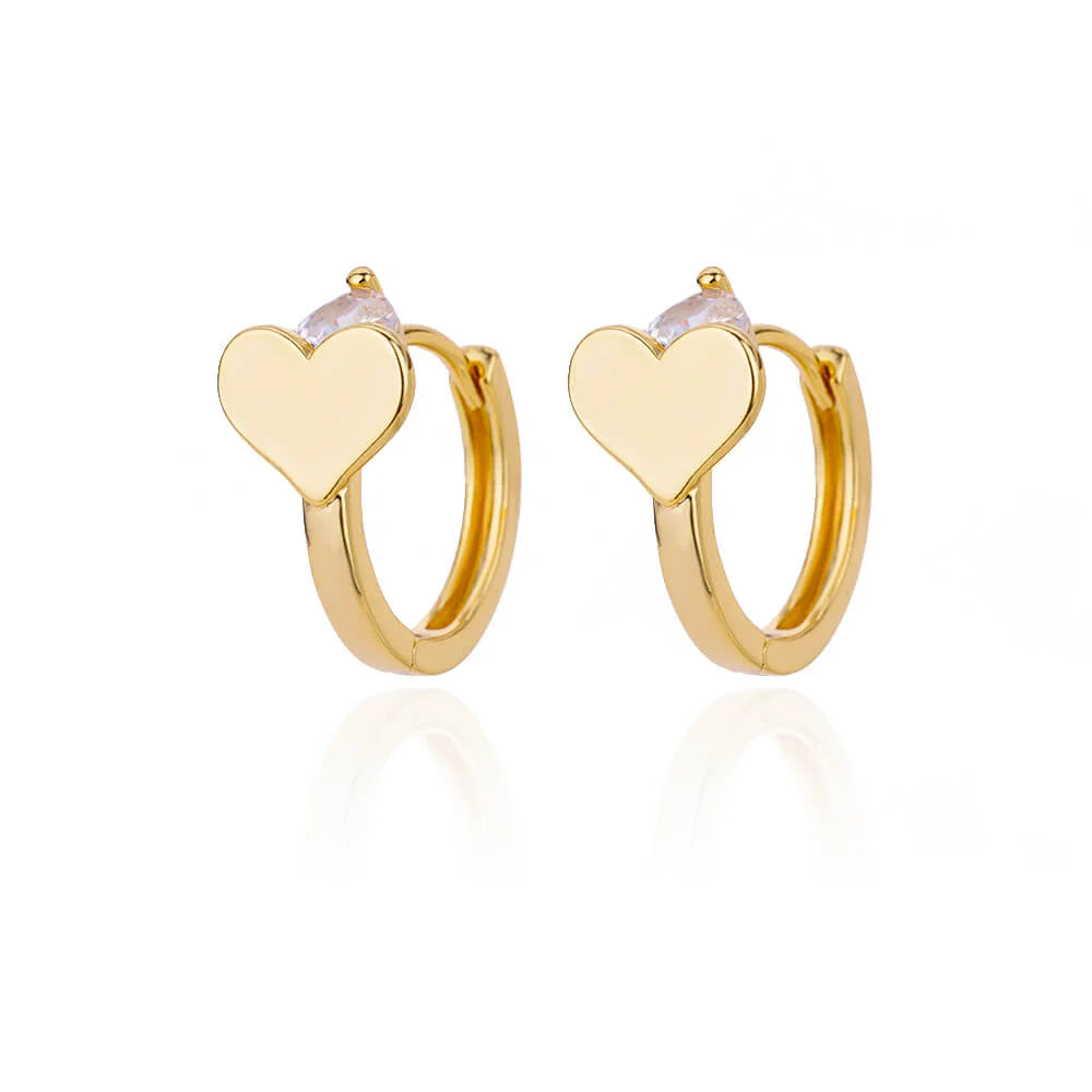 Stainless Steel Gold Plated Heart Shaped Set Zircon Stud Earrings for Women Delicate Hoops Earring Wedding Party Jewelry Gifts