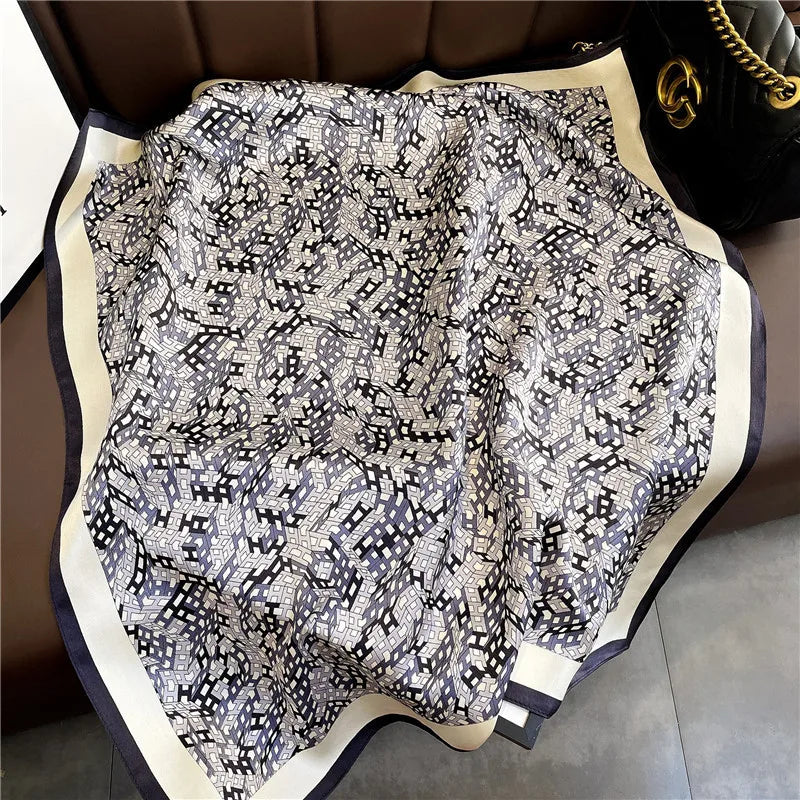 70*70cm Flower Silk Square Scarf Women Satin Shawl Wrap Hijab Female Hair Band Wrist Luxury Headkerchief Echarpe fashion Bandana