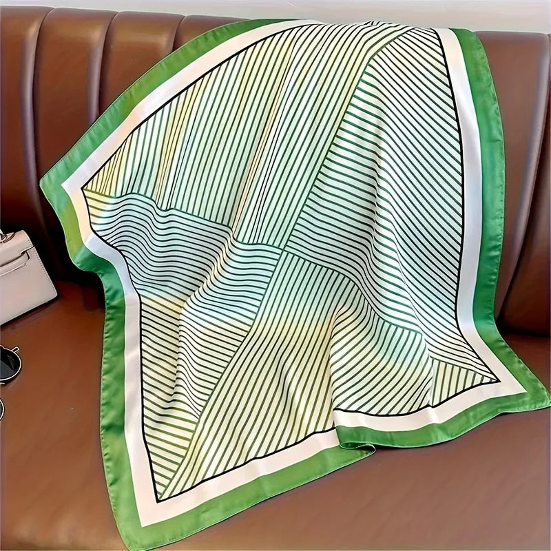 Luxury Brand Silk Stripe Designer Simple Scarf Bandana Women Hair Bands Square Scarves Satin Lady Wrap Headband