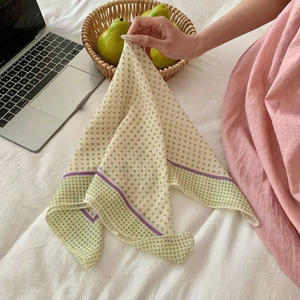 Fashion Floral Print Square Scarf Soft Handkerchief Women Hair Scarf Cotton Linen Head Scarfs Ladies Neck Scarves Summer Autumn