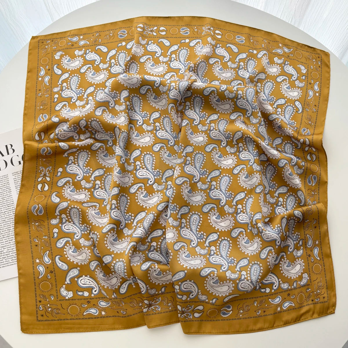 1pcs Luxury Square Scarf Cashew Print Bandana Women's Imitation Silk Scarf Casual Decoration 70cm Neckerchief Headband