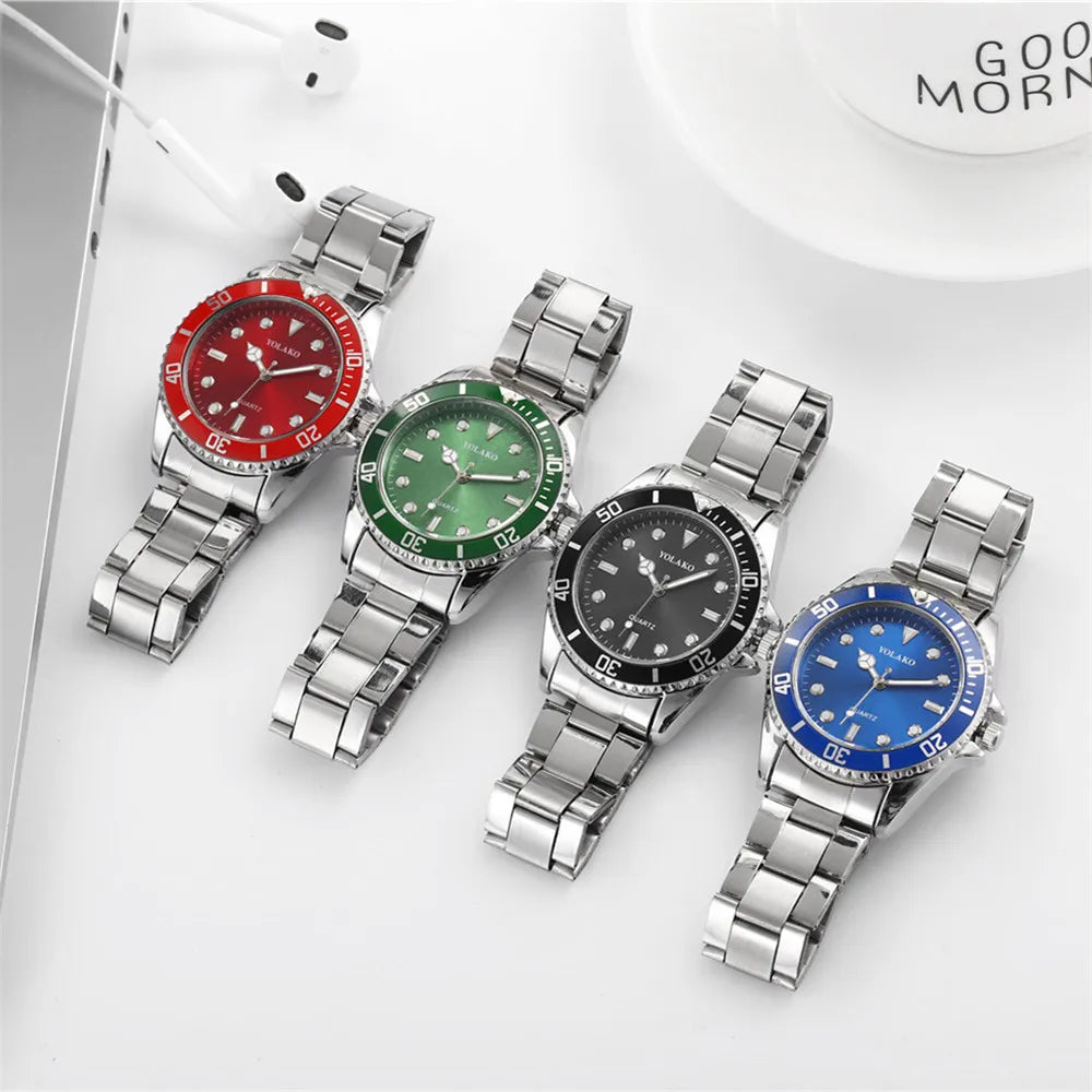 luxury brand men steel quartz business watch sports watch
