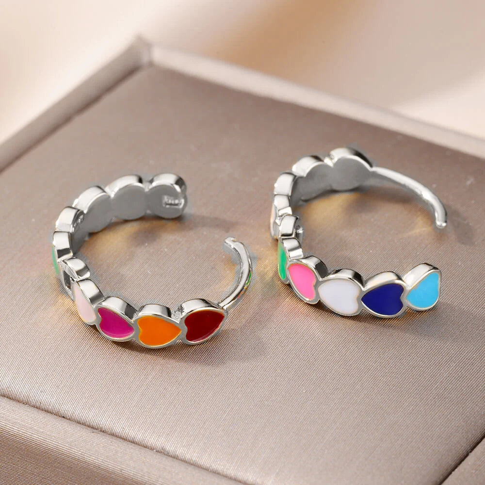 Heart Earrings For Women Girl Stainless Steel Enamel Multicolor Geometric Hoop Earring Sweet Accessory Jewelry Gift Bijoux Femme