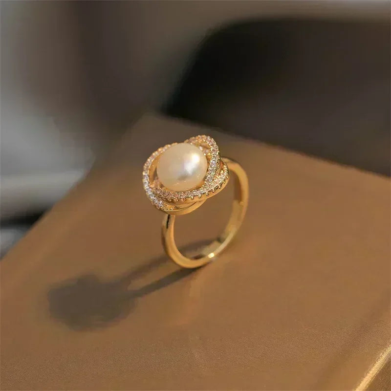 Zircon Geometry Ellipse Multiple Layers Colorful Open Mouth Rings for Women New Trendy Creativity Design Rings Jewelry Giftts