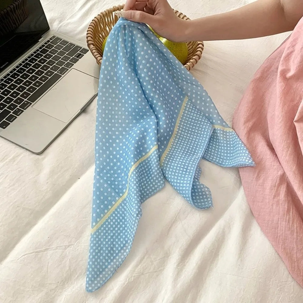 Fashion Floral Print Square Scarf Soft Handkerchief Women Hair Scarf Cotton Linen Head Scarfs Ladies Neck Scarves Summer Autumn