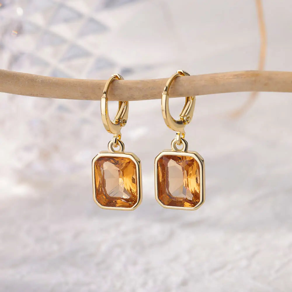 Free Shipping Zircon Geometric Earrings For Women Stainless Steel Gold Color Piercing Earring 2025 Fashion Wedding Jewelry Gift