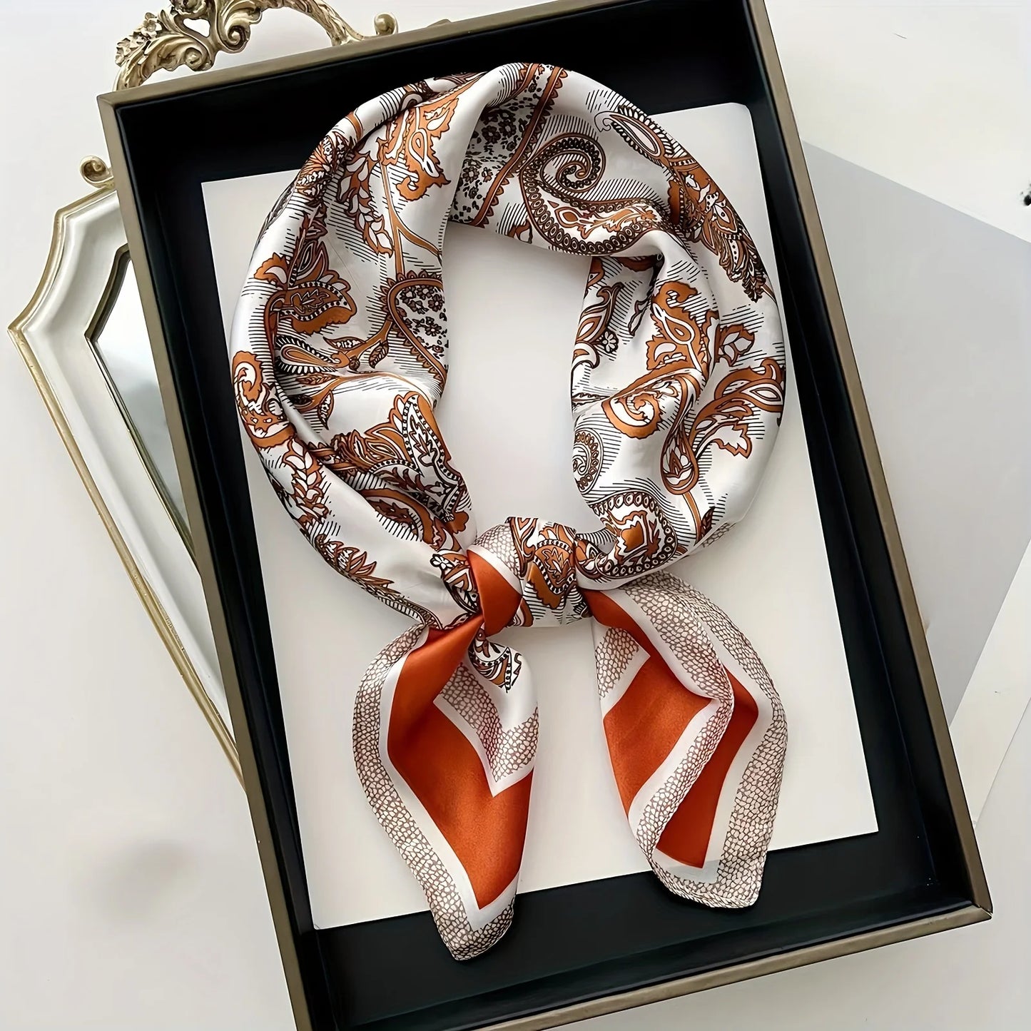 Bohemian Style Paisley Floral Print Women’s Square Silk Scarf Satin Head Wrap Design Scarves Bandana Hijab Kerchief