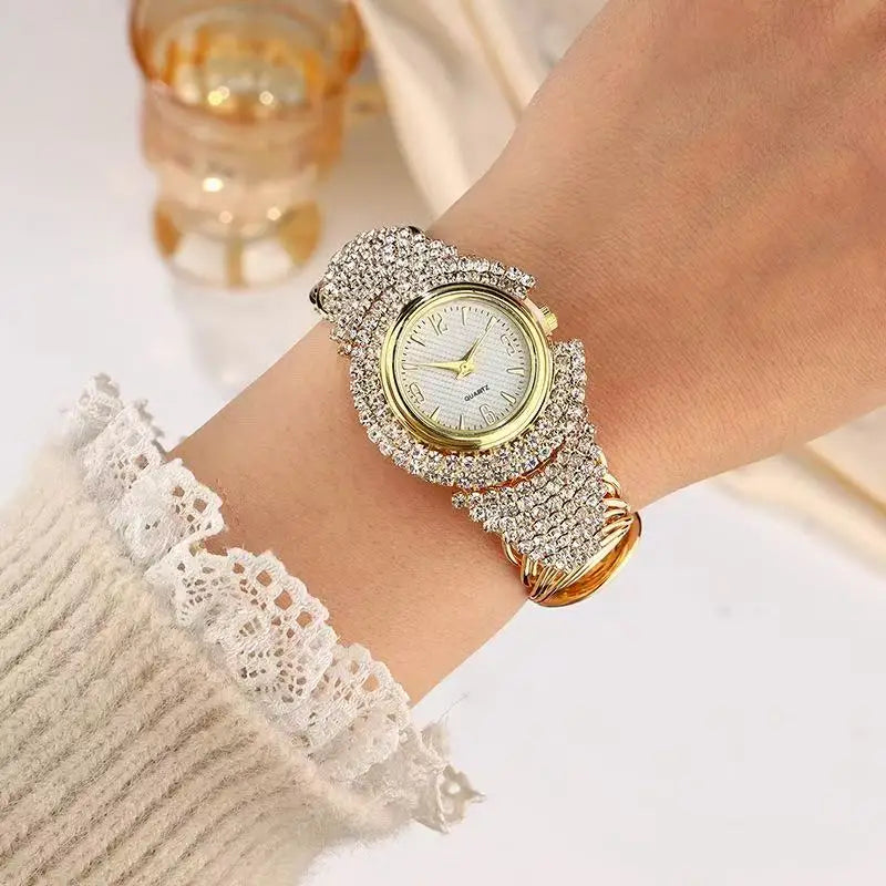 Women Gold Full Diamond Watch Ladies Wrist Watches Luxury Brand Rhinestone Women's Bracelet Watches Female Relogio Feminino