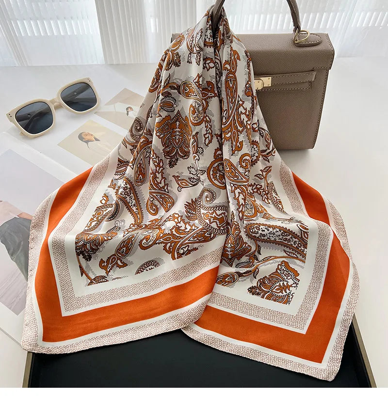 Square Scarf For Women Breathable Bandanna Luxury Headband Hair Scarf Soft Stain Neckerchief Spring/Summer Head Scarf