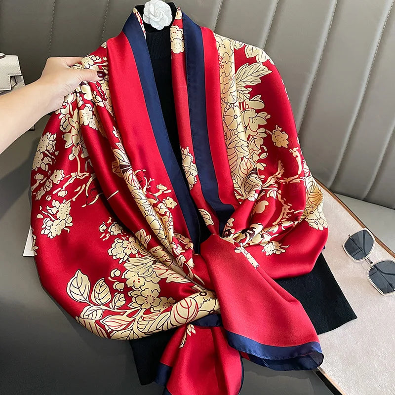 Spring Scarf Women's Luxury Design Polyester Material Smooth Scarf Soft Shawl Beach