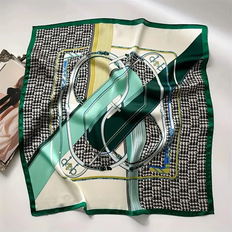 New lady Girl 70*70cm Silk Satin Hair Scarf Women Handkerchief stripe Printed Female Square Head Bandana Small Neck Muffler Hija