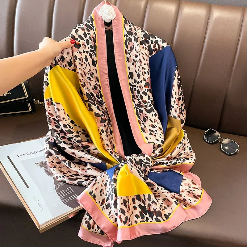 180x90 Cm Large Silk Soft Scarf Women Stylish Print Long Shawl Handkerchief Summer Elegant Travel Wrap Hot