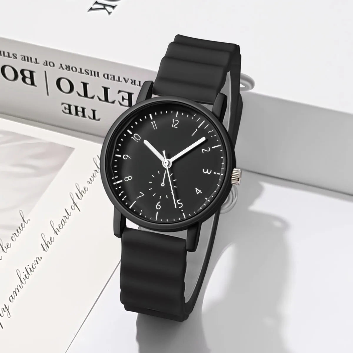 1pc-Jelly Color Round Shell Student Sports Creative Wave Shaped Quartz Watch Ins Wind