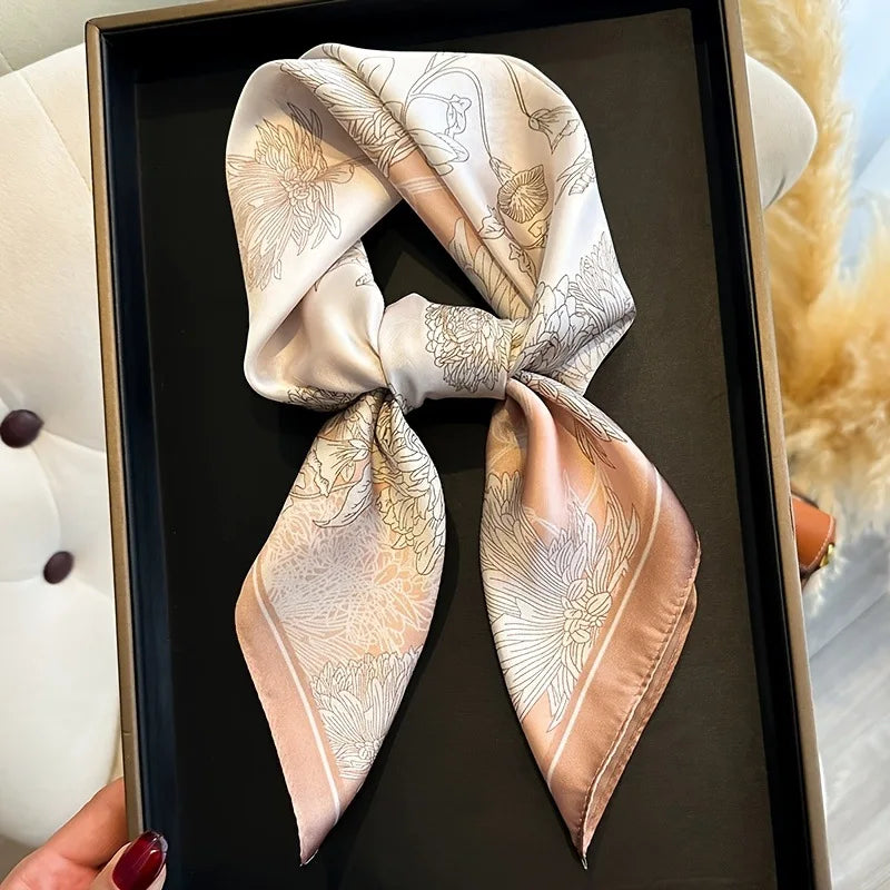 Literary Fashionable New Square Scarf Simulation Silk Silky Scarf Binding Silky Scarf Decorative Headscarf Scarf