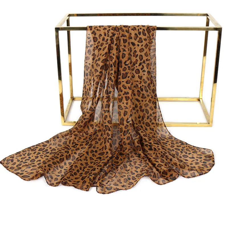 Ladies Sunscreen Scarf Small Silk Scarf Versatile Spotted Leopard Print Gauze Sunscreen Ice Silk