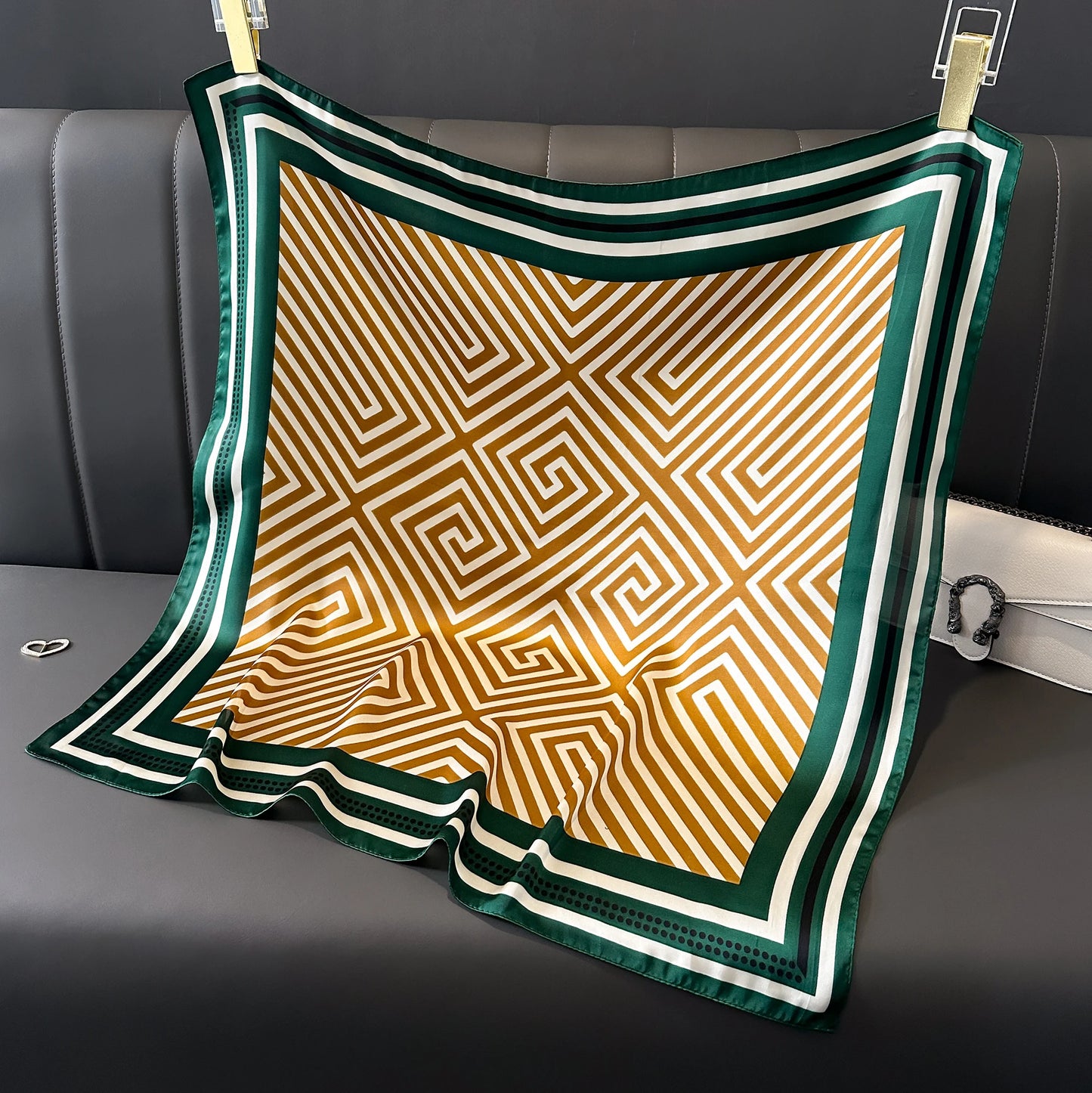New lady Girl 70*70cm Silk Satin Hair Scarf Women Handkerchief stripe Printed Female Square Head Bandana Small Neck Muffler Hija