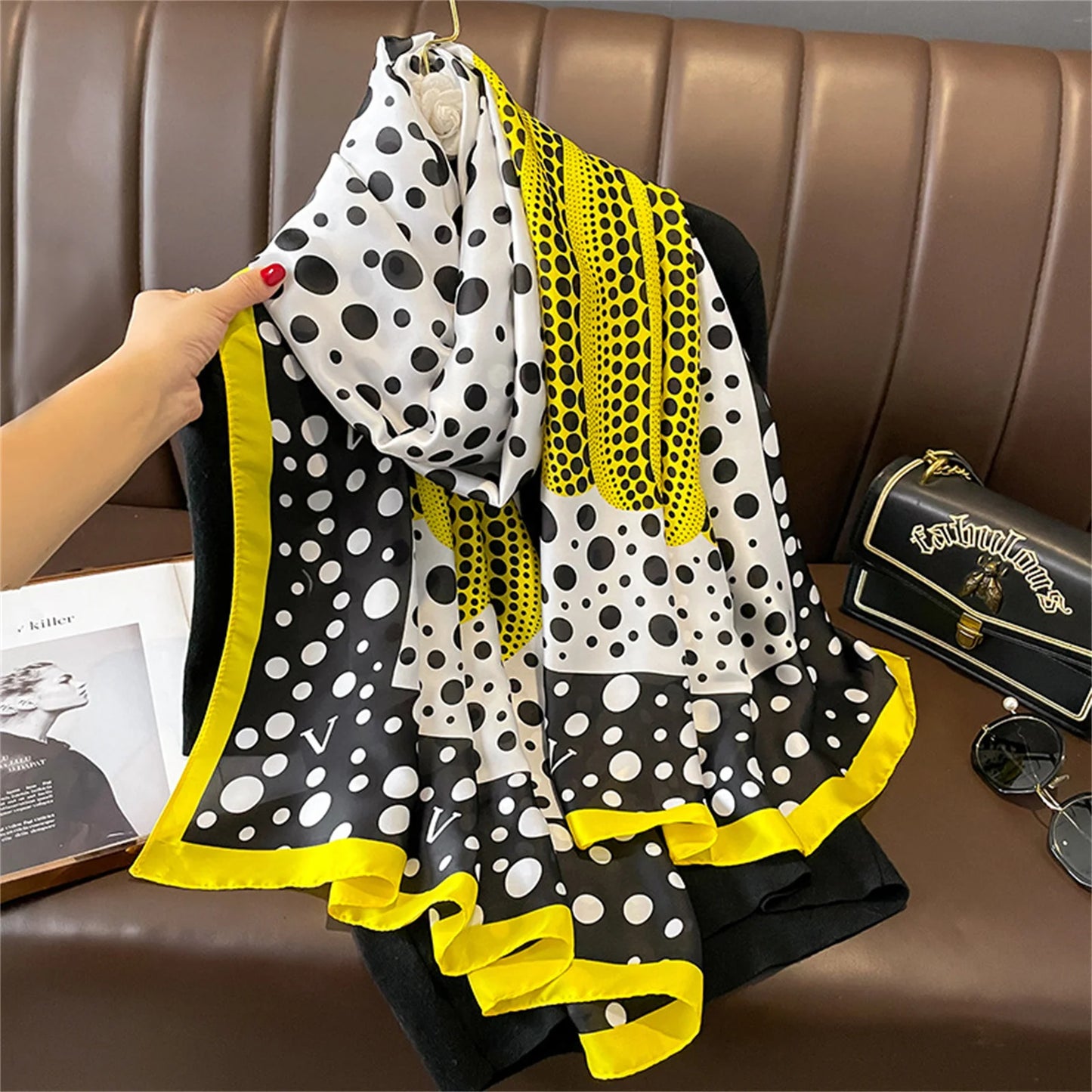180x90 Cm Large Silk Soft Scarf Women Stylish Print Long Shawl Handkerchief Summer Elegant Travel Wrap Hot