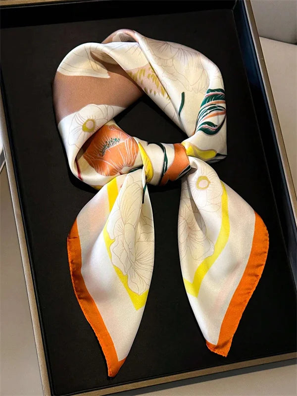 New lady Girl 70*70cm Silk Satin Hair Scarf Women Handkerchief stripe Printed Female Square Head Bandana Small Neck Muffler Hija