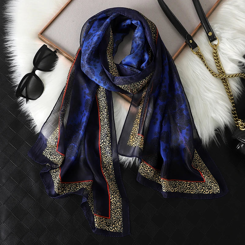 2026 New Print Chiffon Scarf Shawl Women Sunscreen Silk Scarf Turban Long Wrap Beach Travel Outdoor Accessories Trendy Headband