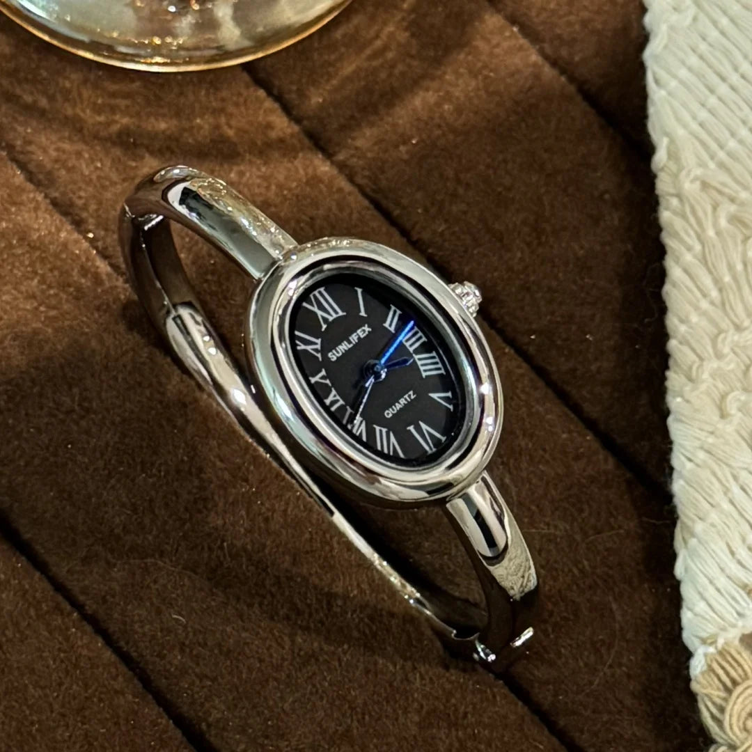 Women Rome Dial Quartz Watch Brand Luxury Gold Colors Bangle Oval  Wristwatch Relogio Feminino Gifts Clock Montre Femme