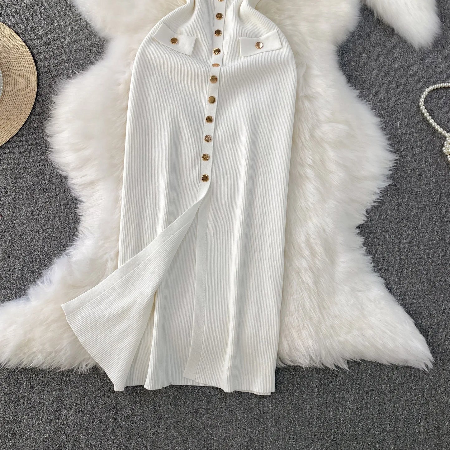 YuooMuoo Brand Style Women Knitted Maxi Dress 2026 New Spring Summer Single-breasted Sleeveless Bodycon Lady Dress Party Vestido