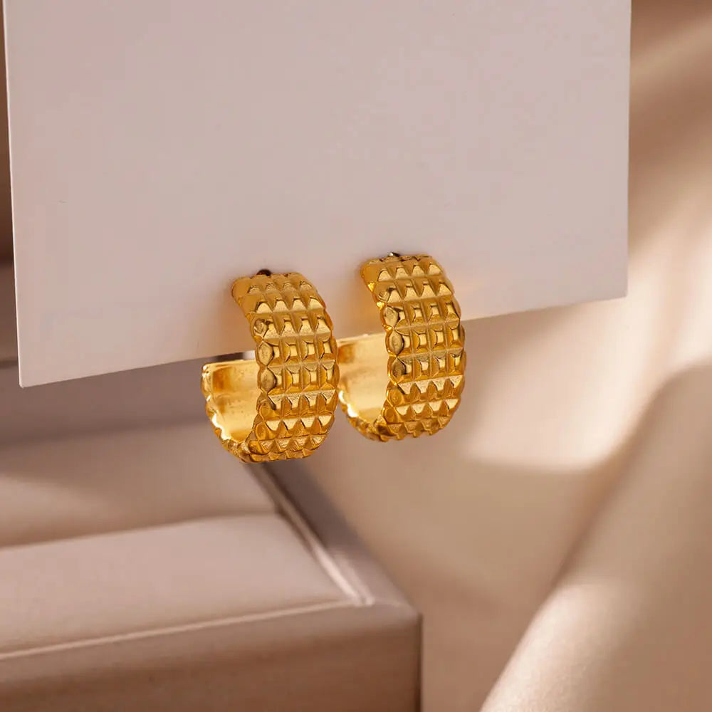 Trendy C-Shape Earrings For Women Stainless Steel Geometric Piercing Stud Earring 2024 New Fashion Party Jewelry Accessories