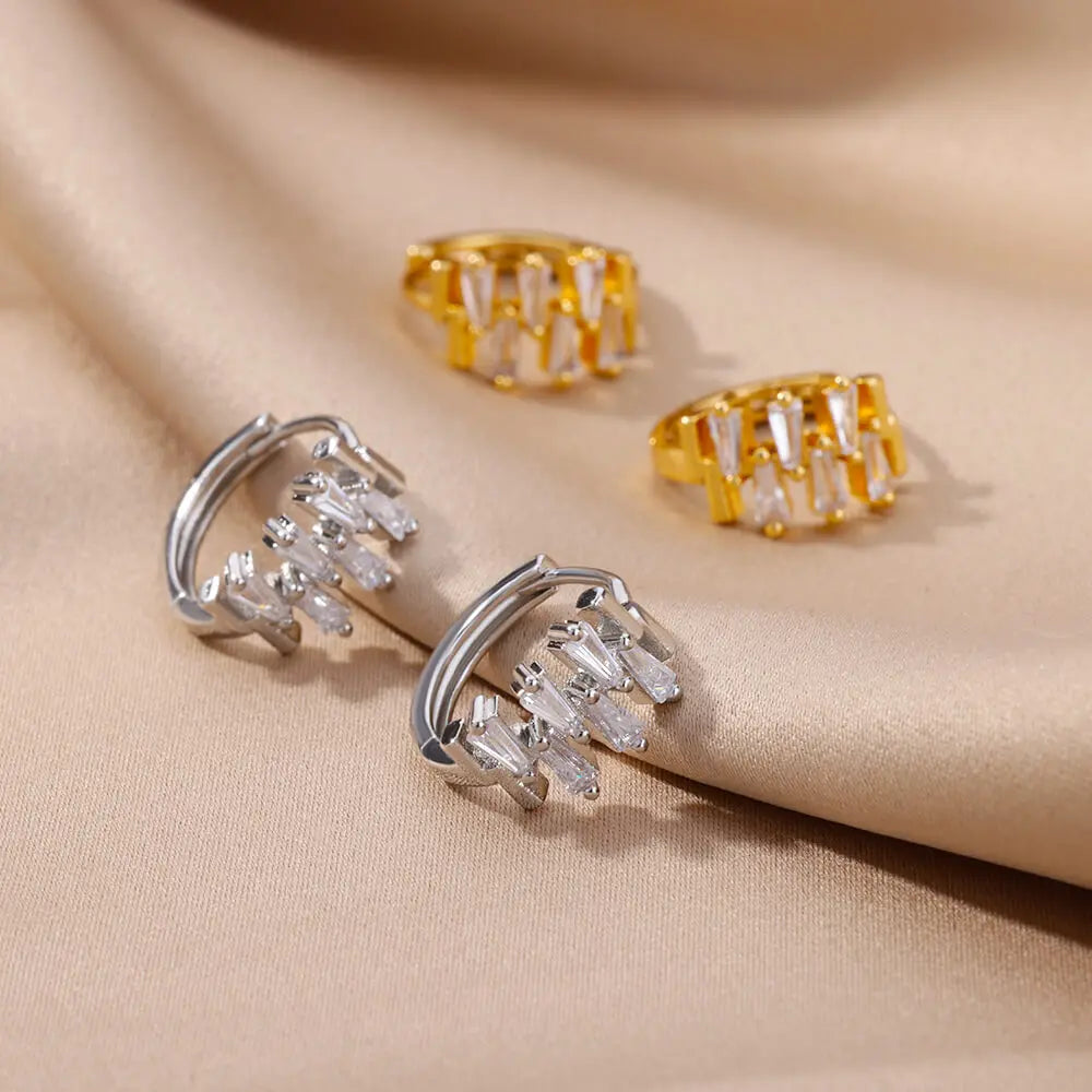 Zircon Pendientes Earring For Women Stainless Steel Hoop Piercing Earring Trending 2024 New Jewerly aretes de mujer bijoux femme