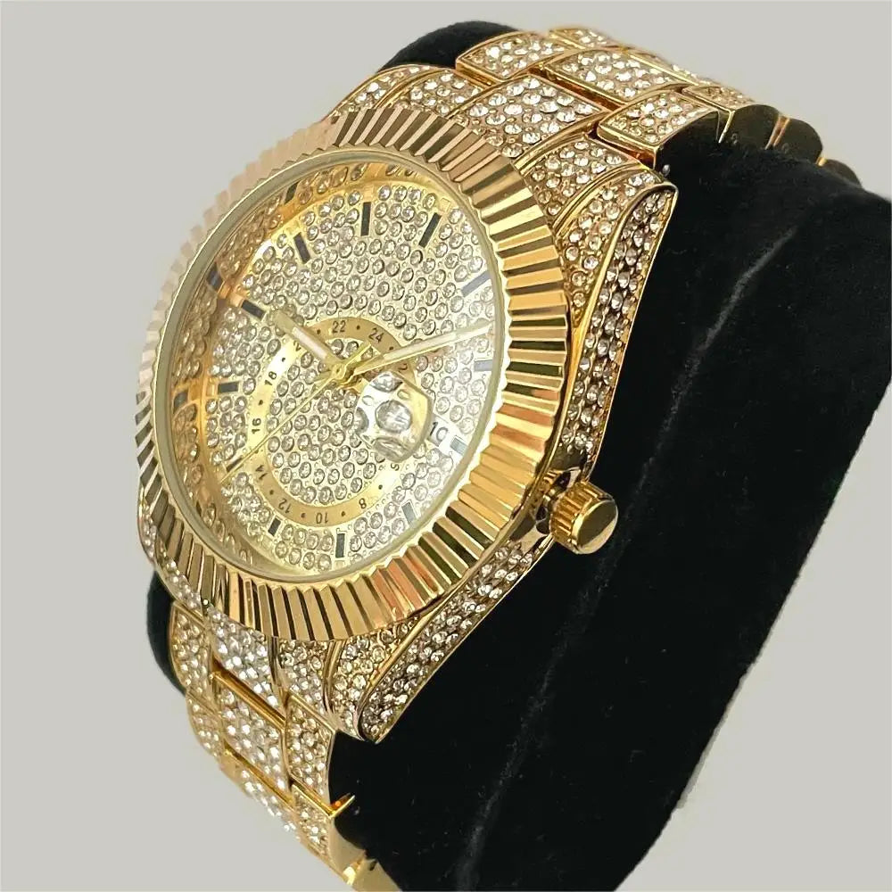 High End Luxury Men Watch Novelty Diamond Wristwatch For Men Stianelss Steel Round Famous Brand Fashion Wristwatches Hot Sale