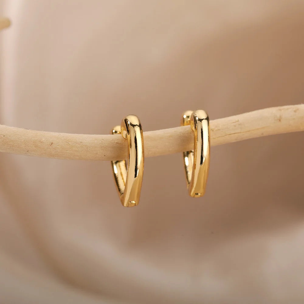 Stainless Steel Gold Plated Heart Shaped Set Zircon Stud Earrings for Women Delicate Hoops Earring Wedding Party Jewelry Gifts