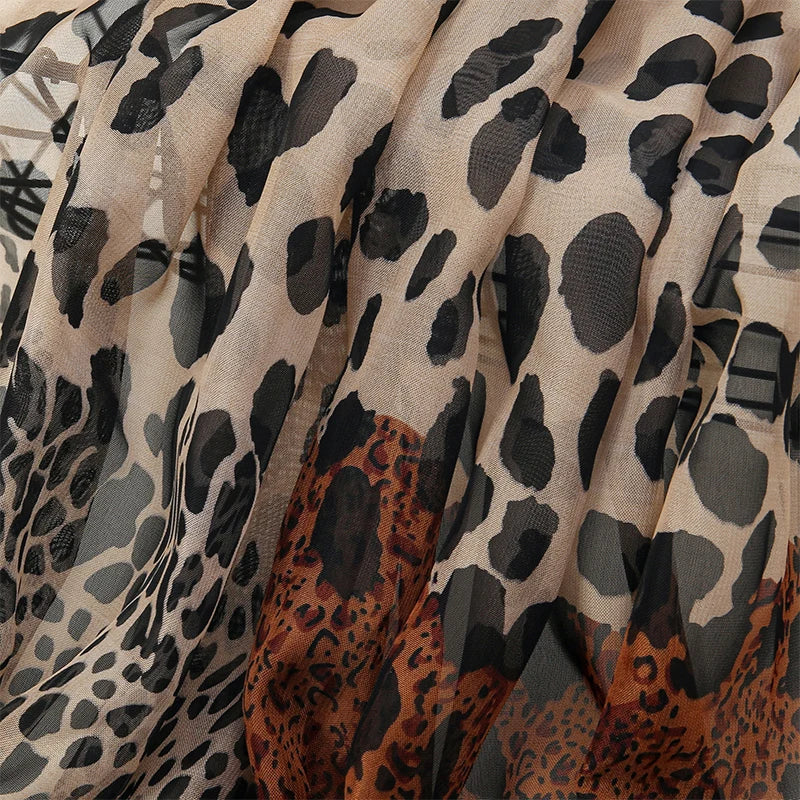 2026 Fashion Printed Leopard Chiffon Hijab Scarf Women Pareo Lady Bandanas Beach Towels Summer Muslim Veil Wrap Female Foulard
