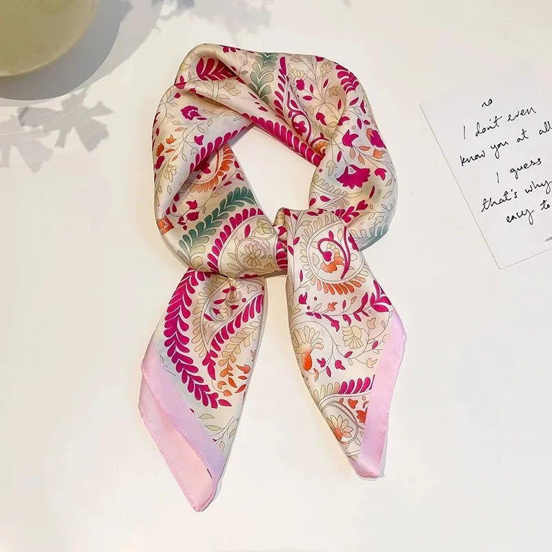 Paisley Cashew Print 70*70cm Silk Square Scarf Women Neck Tie Soft Satin Neckerchief Female Foulard Headband Hijab Decorate Hand