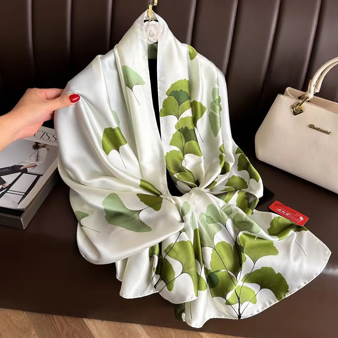 180x90 Cm Large Silk Soft Scarf Women Stylish Print Long Shawl Handkerchief Summer Elegant Travel Wrap Hot