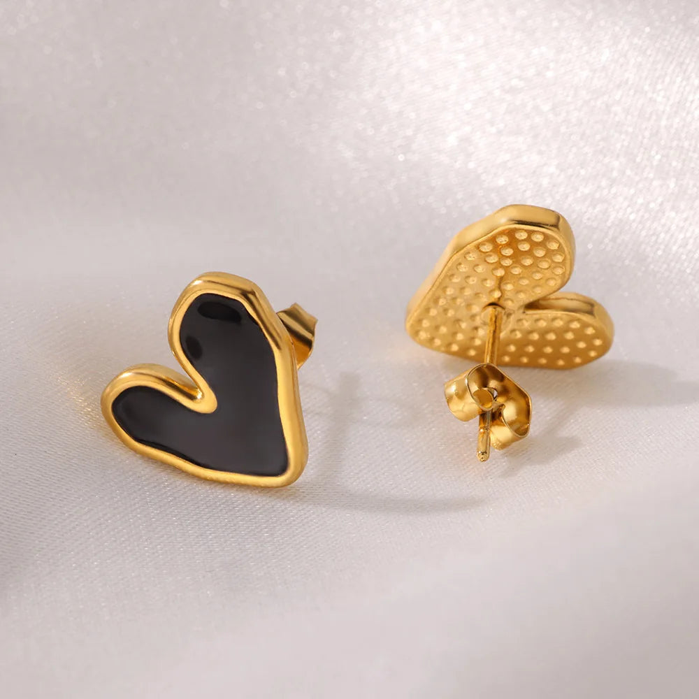 White Heart Shape Stud Earrings For Women Stainless Steel Aesthetic Heart Earring Wedding Christmas Fashion Jewelry Accessories