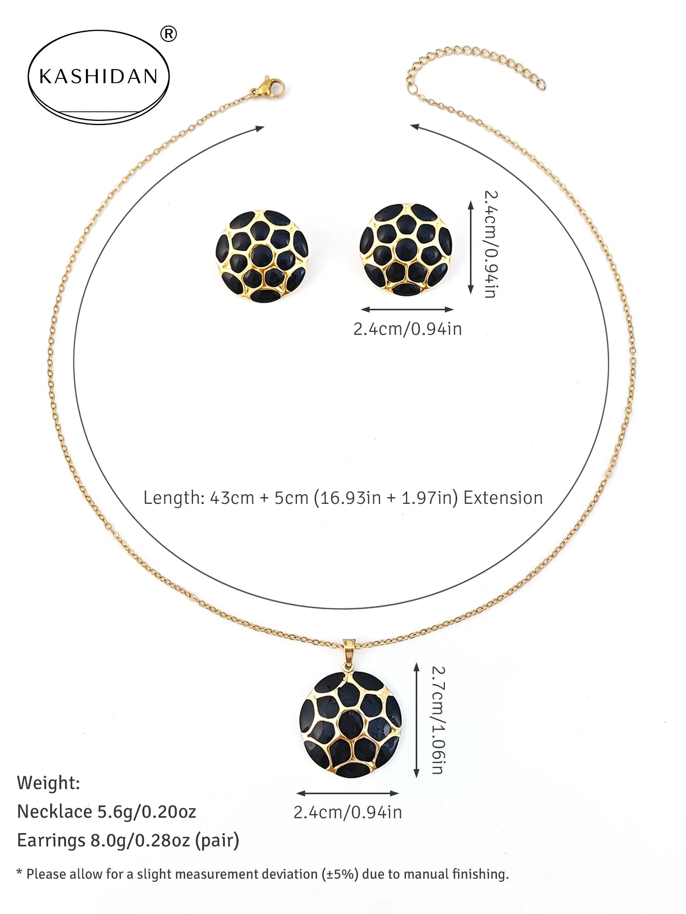 Fashion Colorful Enamel Flower Stud Earrings and Necklace Jewelry Set, Stainless Steel Waterproof Hypoallergenic Jewelry
