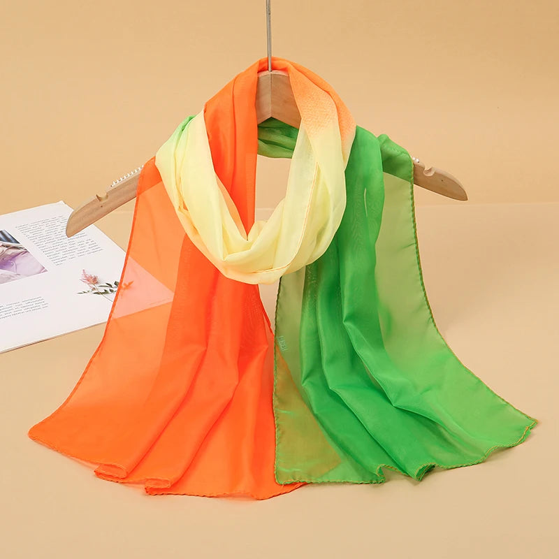 2026 New Print Chiffon Scarf Shawl Women Sunscreen Silk Scarf Turban Long Wrap Beach Travel Outdoor Accessories Trendy Headband