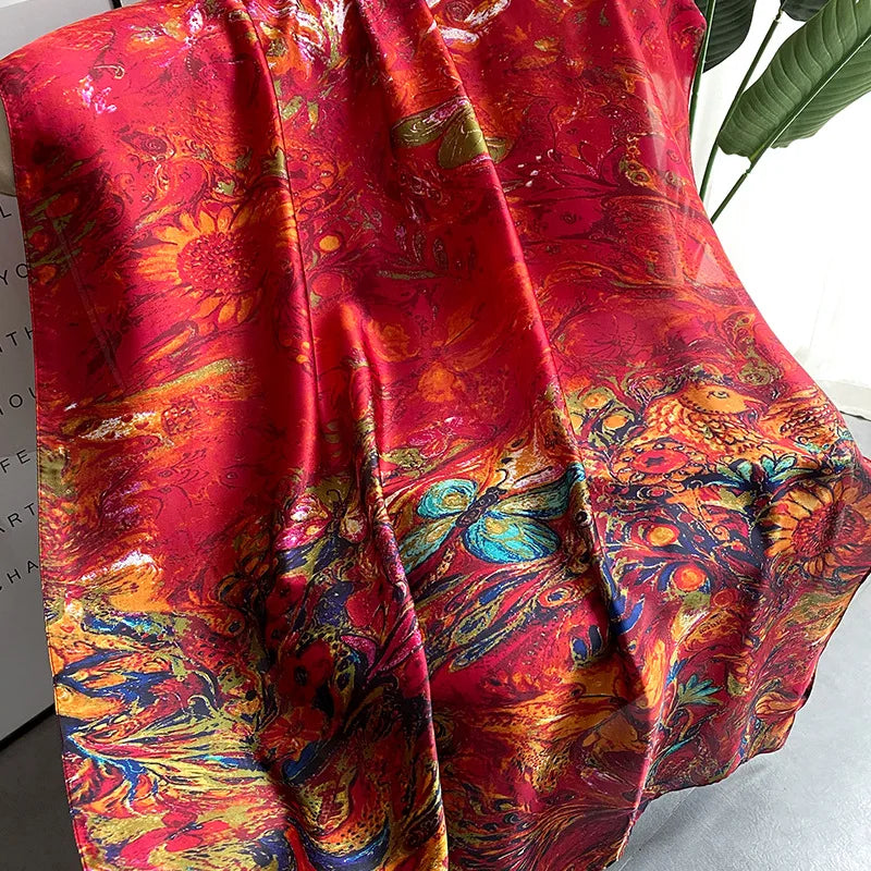 Spring Scarf Women's Luxury Design Polyester Material Smooth Scarf Soft Shawl Beach