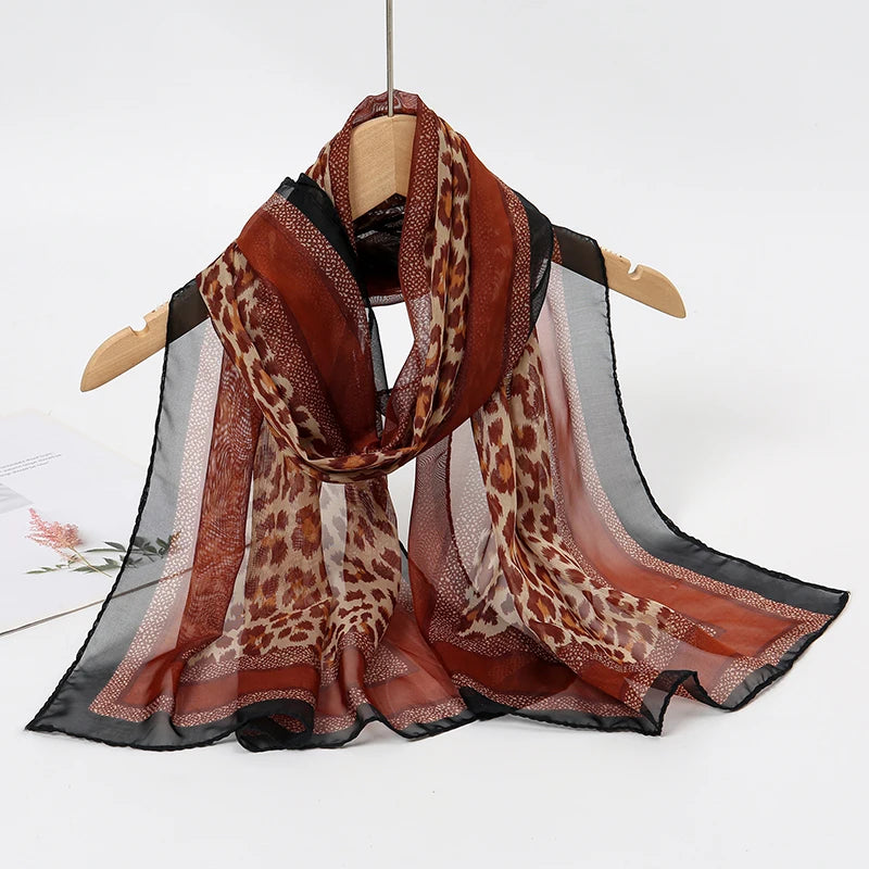 2026 New Print Chiffon Scarf Shawl Women Sunscreen Silk Scarf Turban Long Wrap Beach Travel Outdoor Accessories Trendy Headband