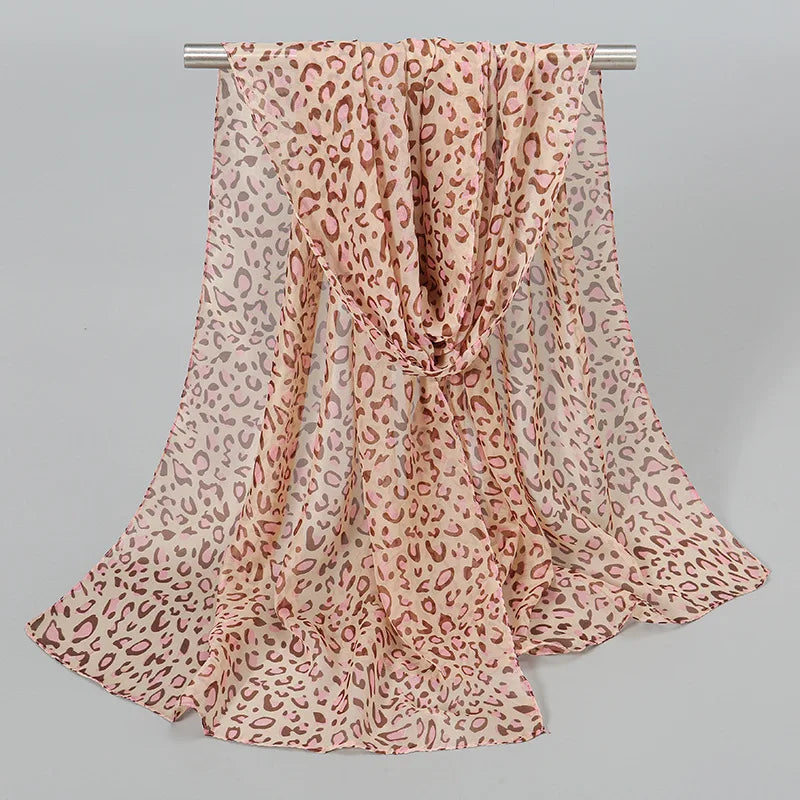 Ladies Sunscreen Scarf Small Silk Scarf Versatile Spotted Leopard Print Gauze Sunscreen Ice Silk