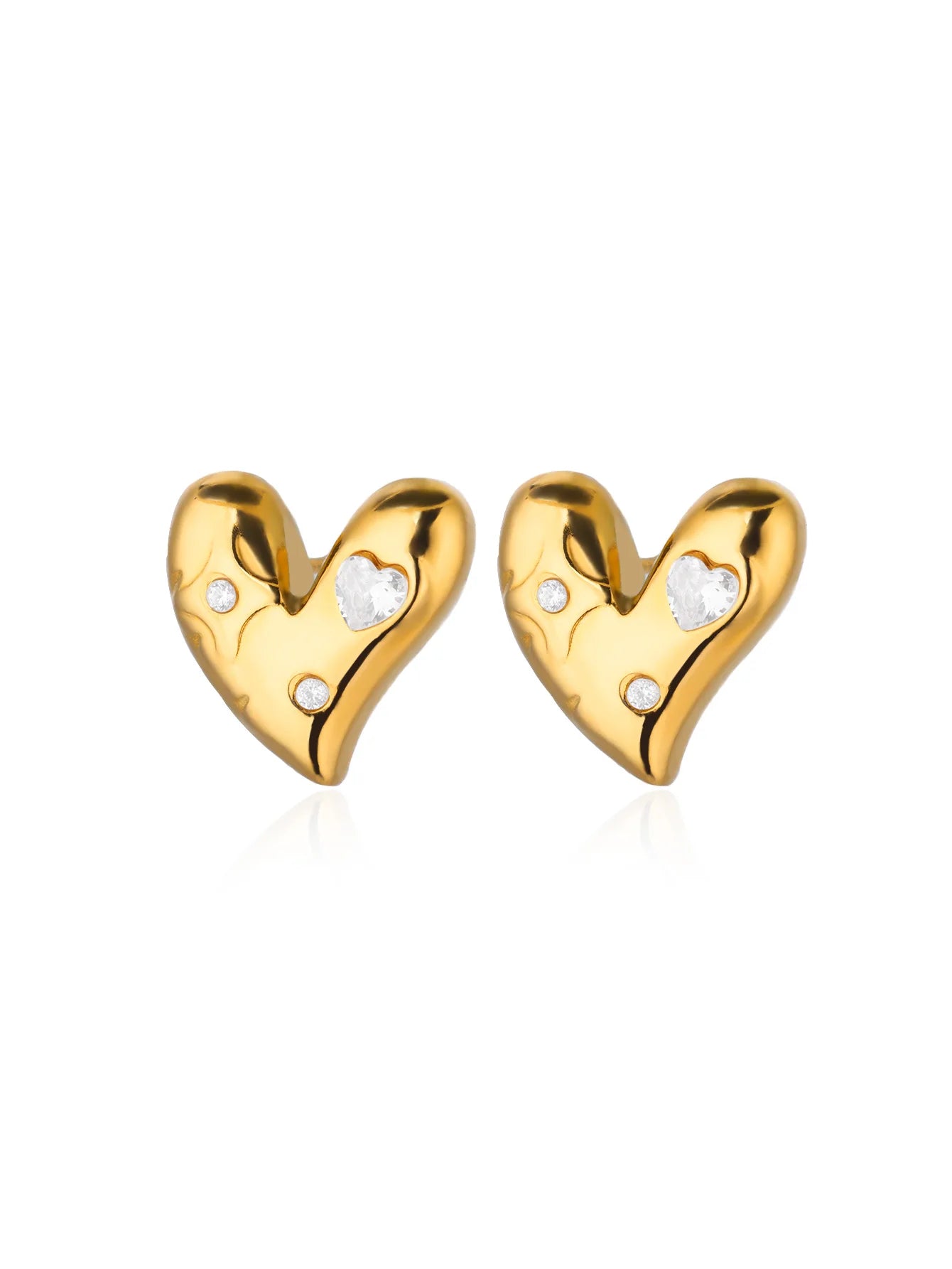 Fashion Zircon Heart Stud Earrings For Women Gold Color Stainless Steel Heart Earring Wedding Aesthetic Jewelry Gift Femme