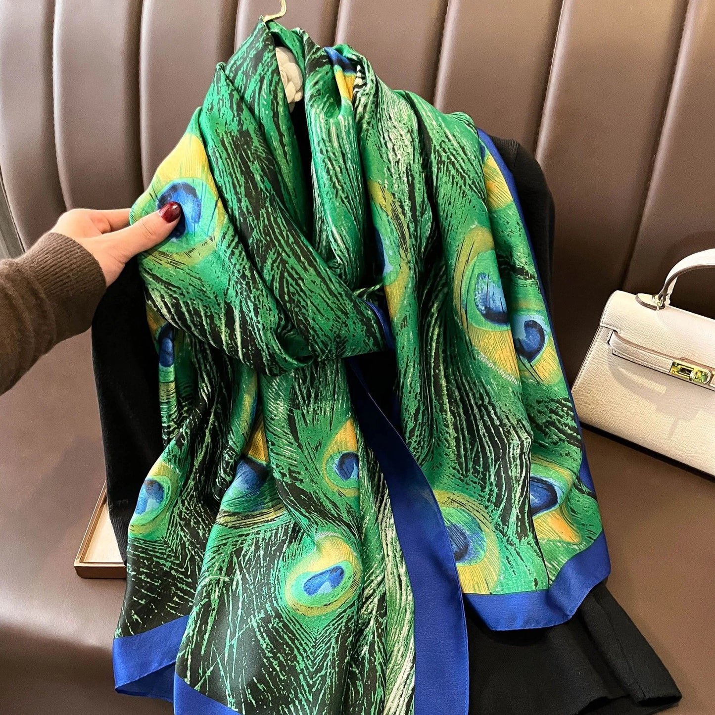 180x90 Cm Large Silk Soft Scarf Women Stylish Print Long Shawl Handkerchief Summer Elegant Travel Wrap Hot