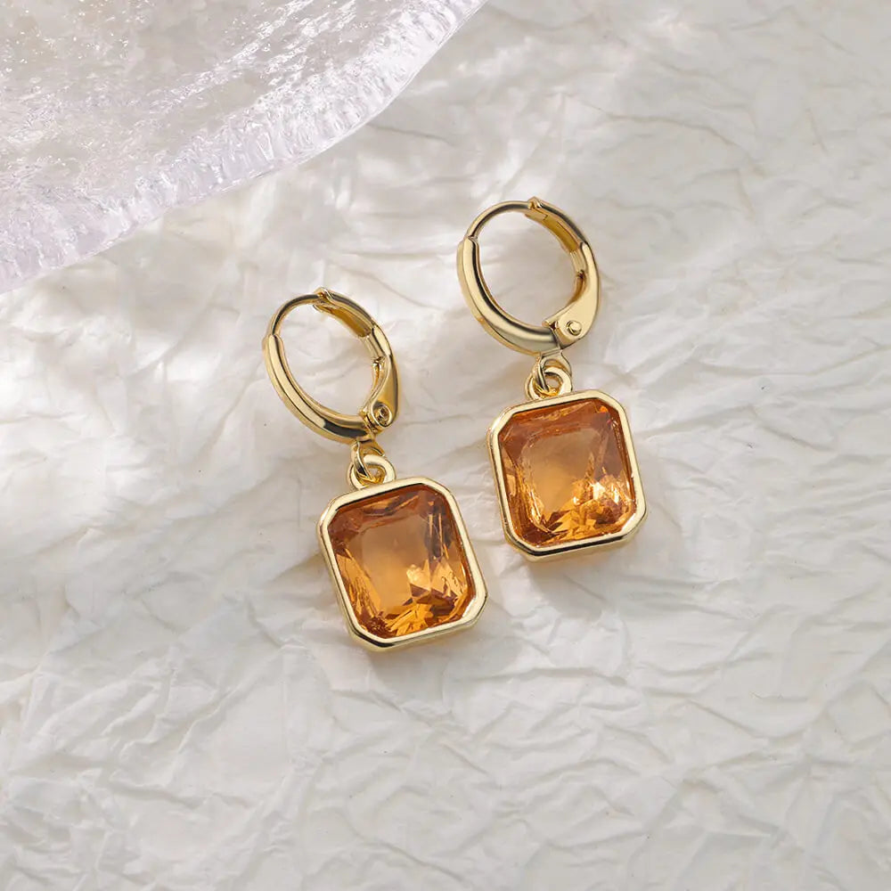 Free Shipping Zircon Geometric Earrings For Women Stainless Steel Gold Color Piercing Earring 2025 Fashion Wedding Jewelry Gift