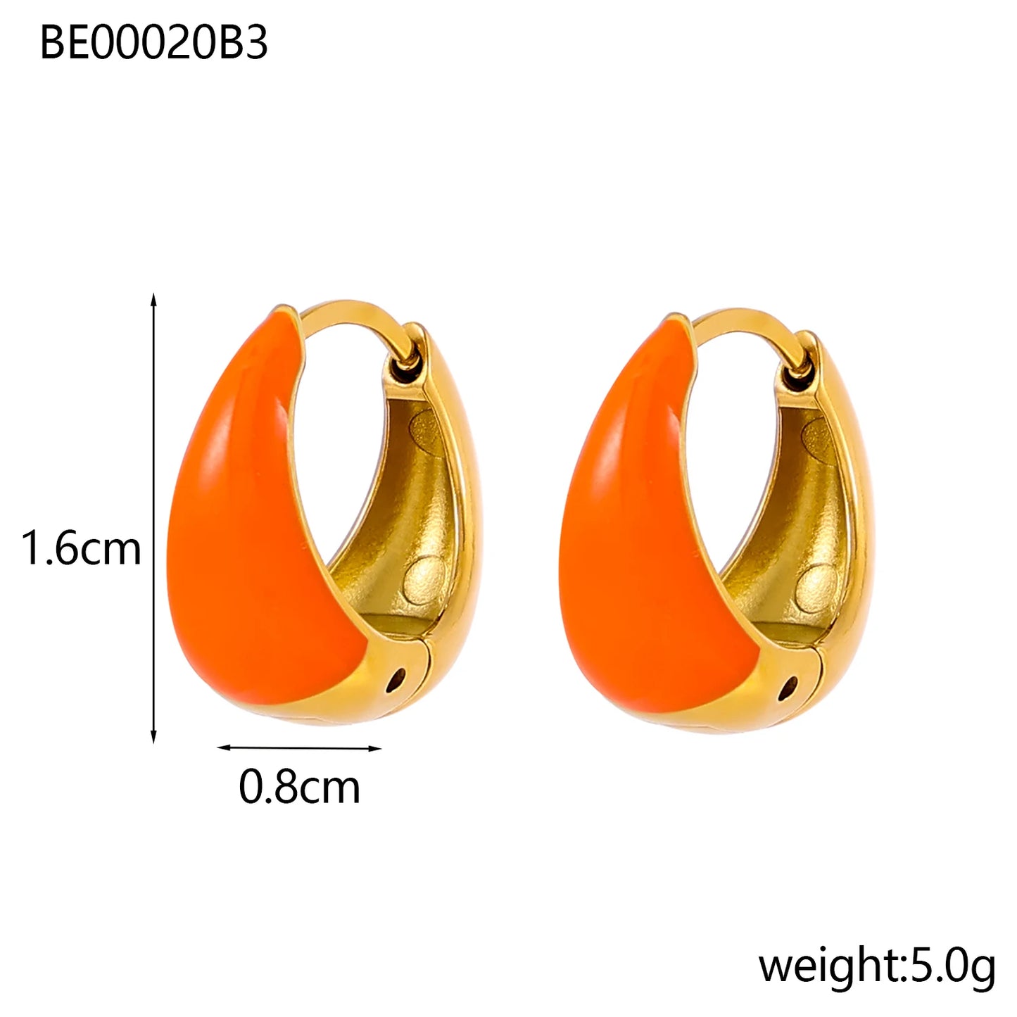 Glamour Jewelry Stainless Steel Dripping Oil Black White Colorful Enamel Hoop Earrings Geometric Enamel Stud Earrings for Women